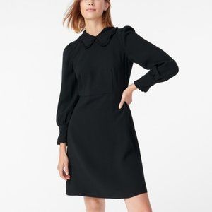 J Crew Black A-Line Dress with Ruffle Collar